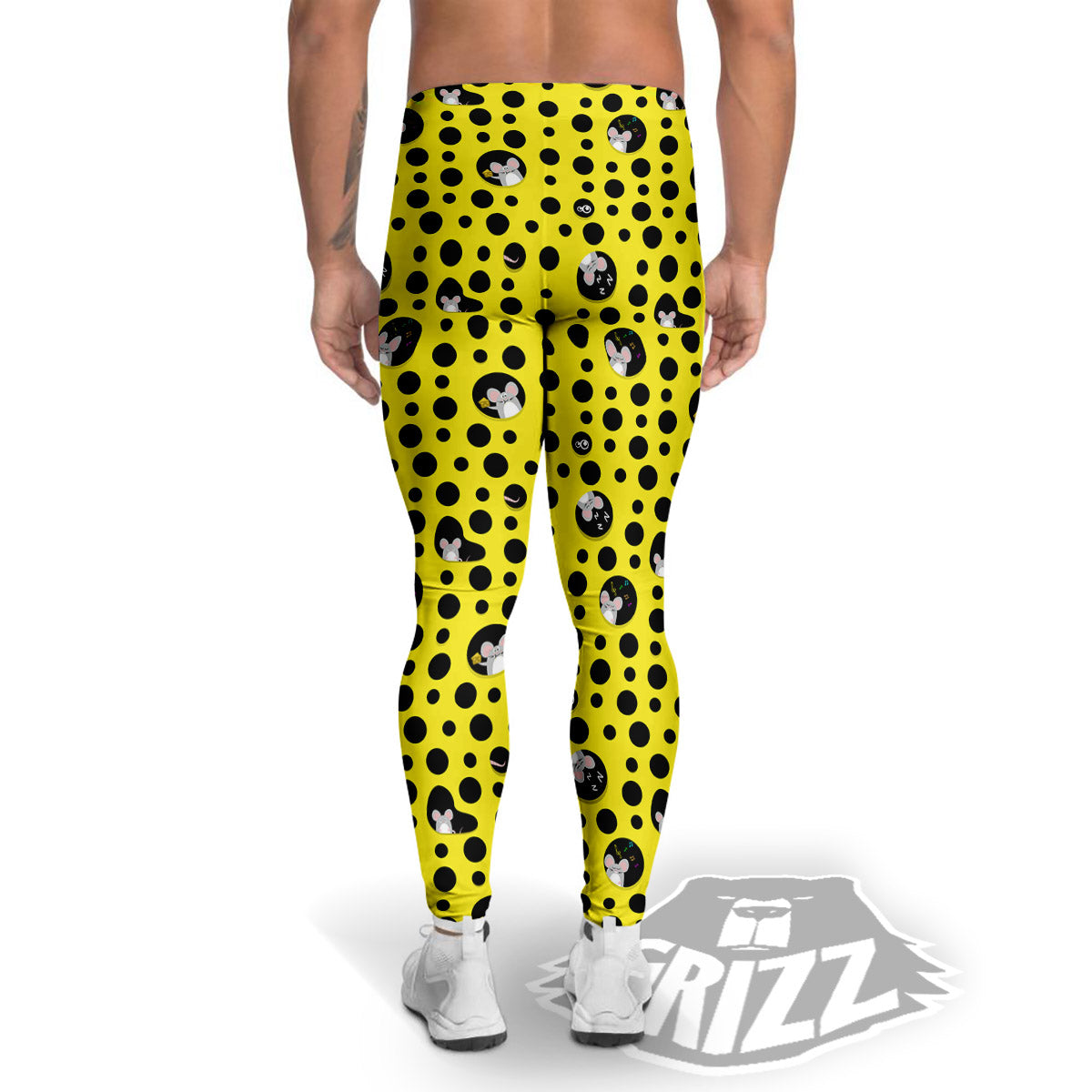 Cheese Cartoon Print Pattern Men's Leggings-grizzshop