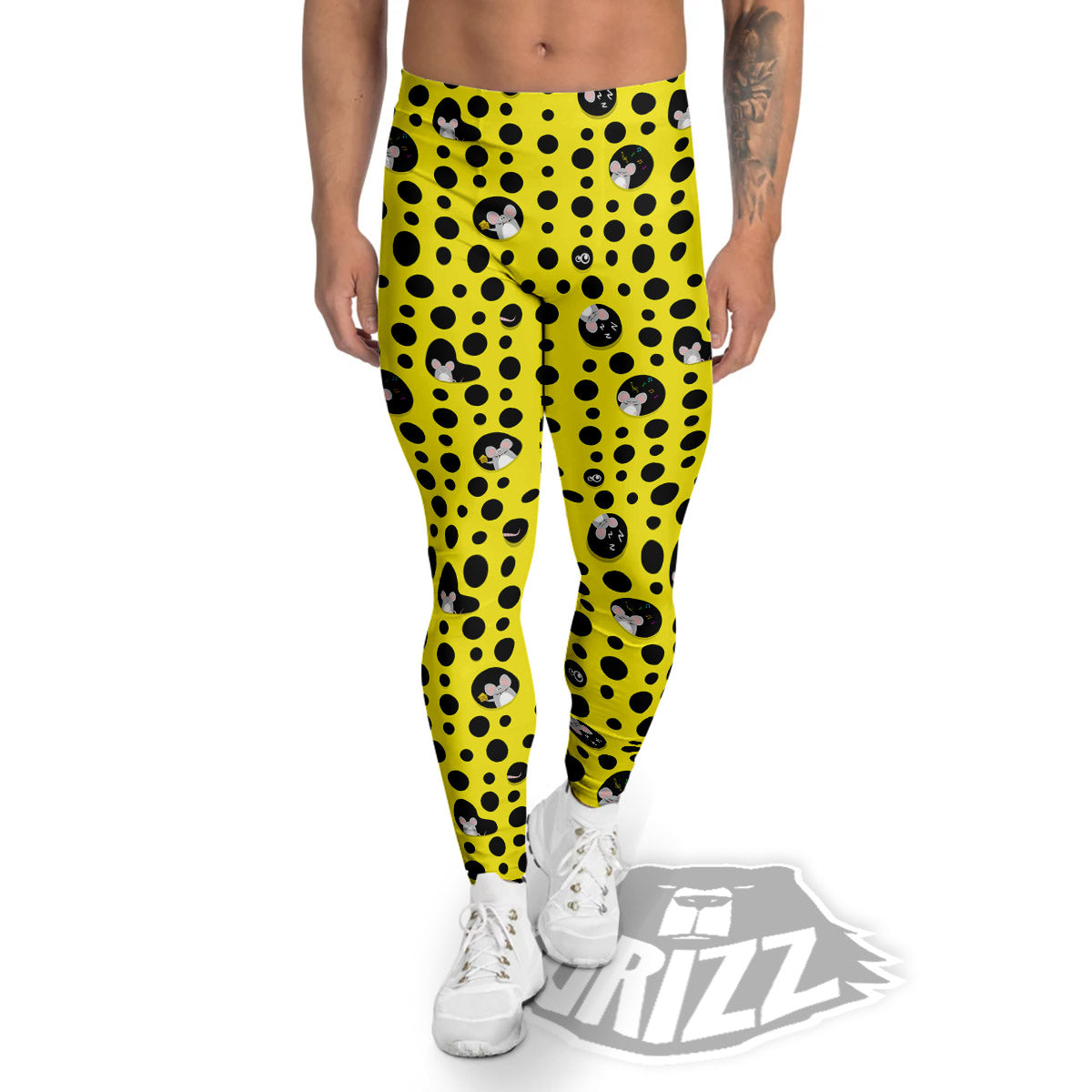 Cheese Cartoon Print Pattern Men's Leggings-grizzshop