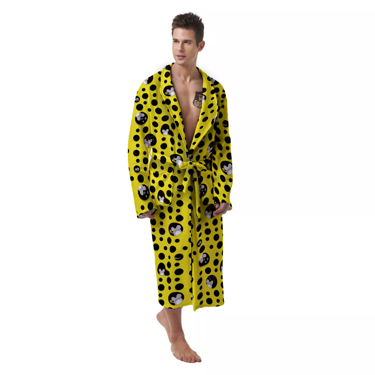 Cheese Cartoon Print Pattern Men's Robe-grizzshop