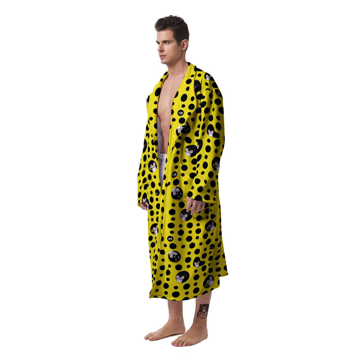 Cheese Cartoon Print Pattern Men's Robe-grizzshop