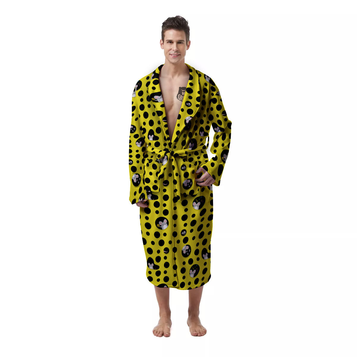 Cheese Cartoon Print Pattern Men's Robe-grizzshop