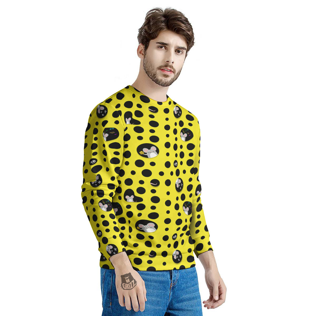 Cheese Cartoon Print Pattern Men's Sweatshirt-grizzshop
