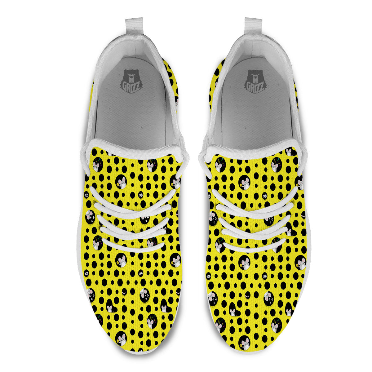 Cheese Cartoon Print Pattern White Athletic Shoes-grizzshop