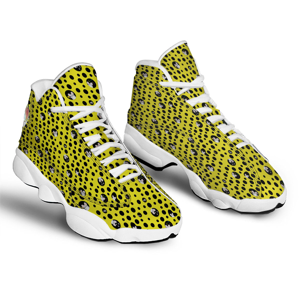 Cheese Cartoon Print Pattern White Basketball Shoes-grizzshop
