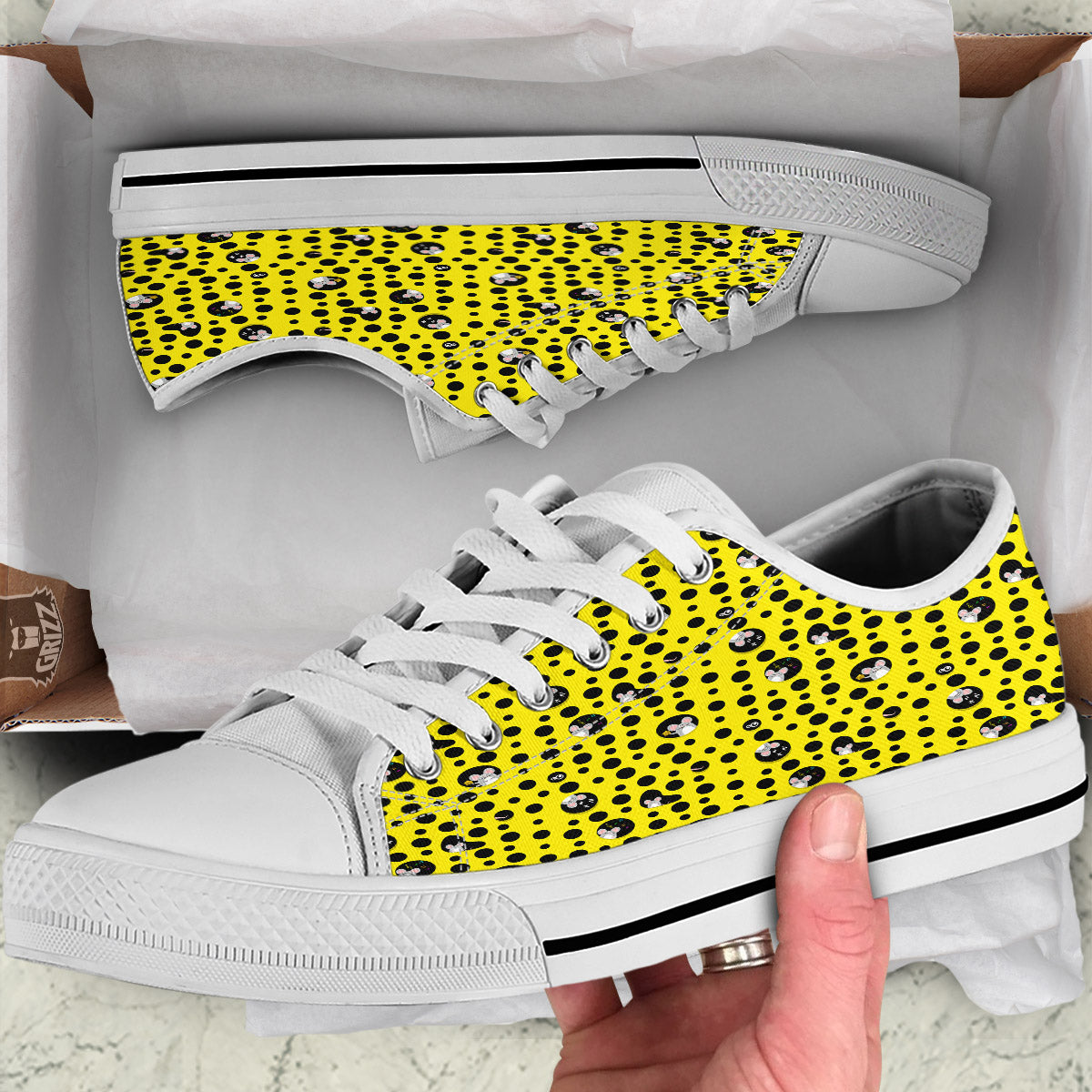 Cheese Cartoon Print Pattern White Low Top Shoes-grizzshop