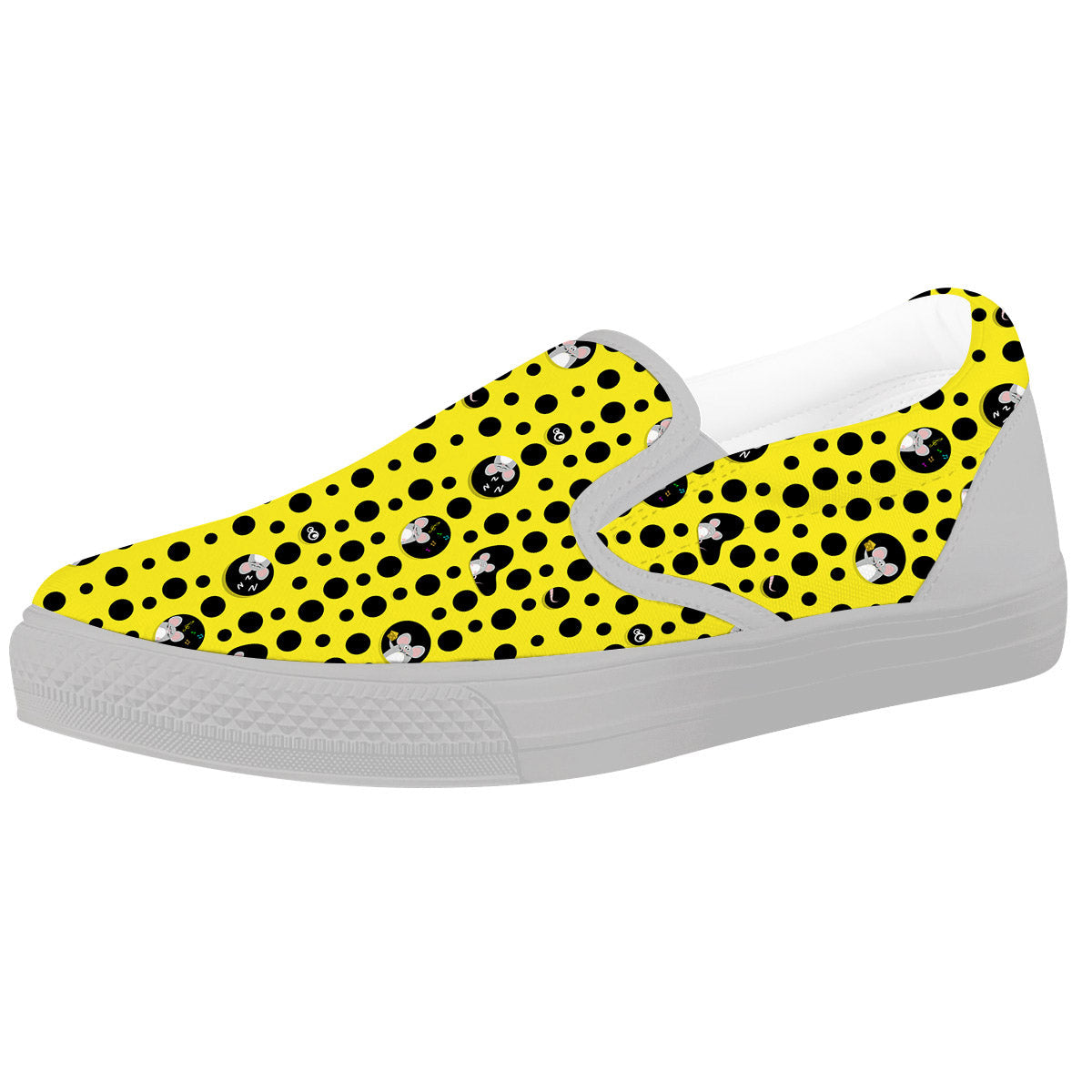 Cheese Cartoon Print Pattern White Slip On Shoes-grizzshop