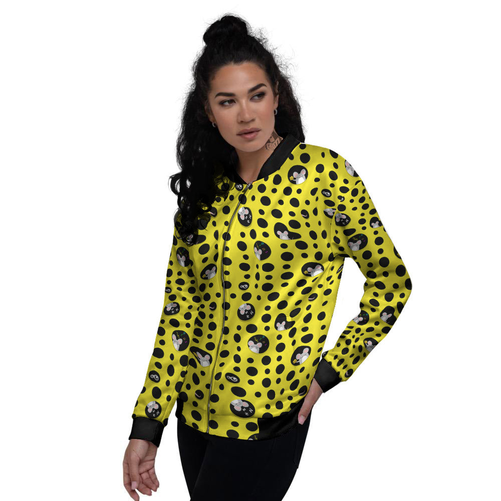 Cheese Cartoon Print Pattern Women's Bomber Jacket-grizzshop