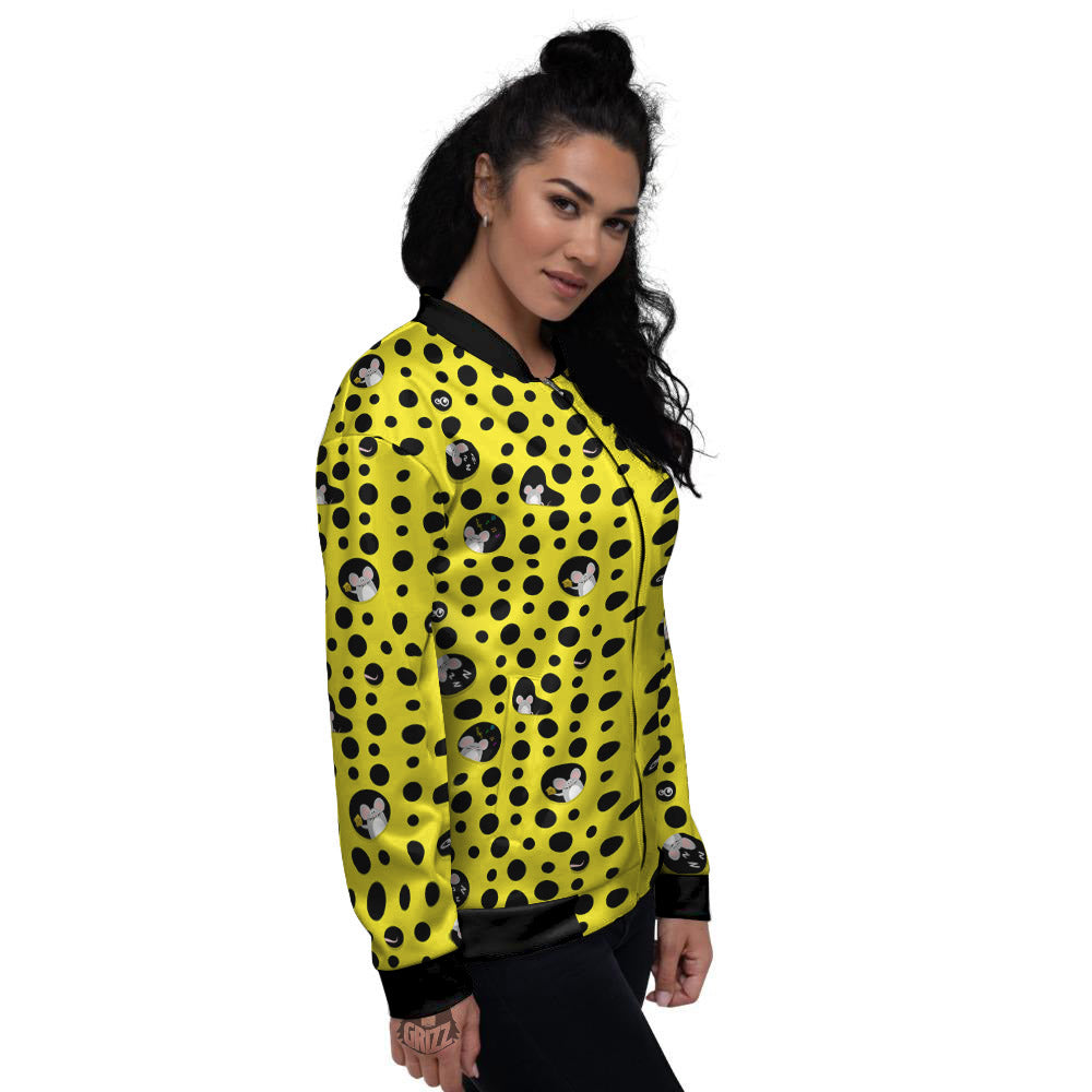 Cheese Cartoon Print Pattern Women's Bomber Jacket-grizzshop