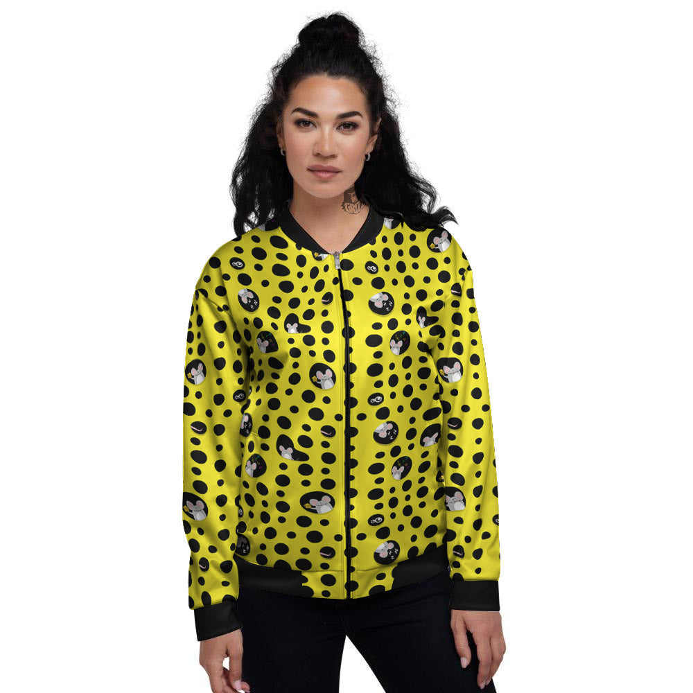 Cheese Cartoon Print Pattern Women's Bomber Jacket-grizzshop