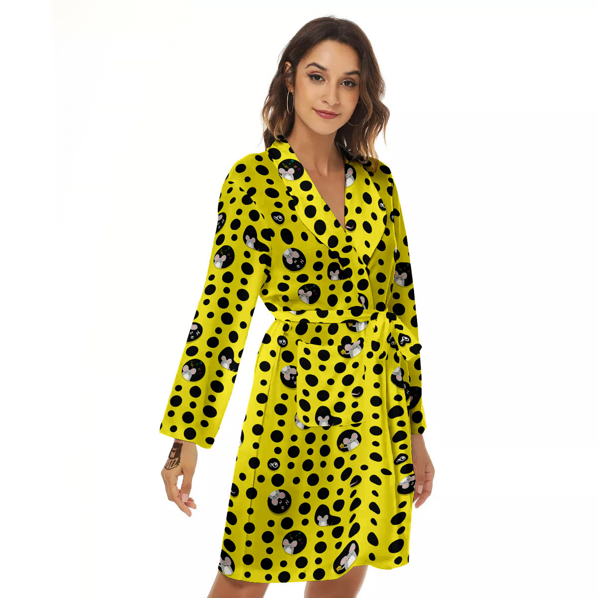 Cheese Cartoon Print Pattern Women's Robe-grizzshop