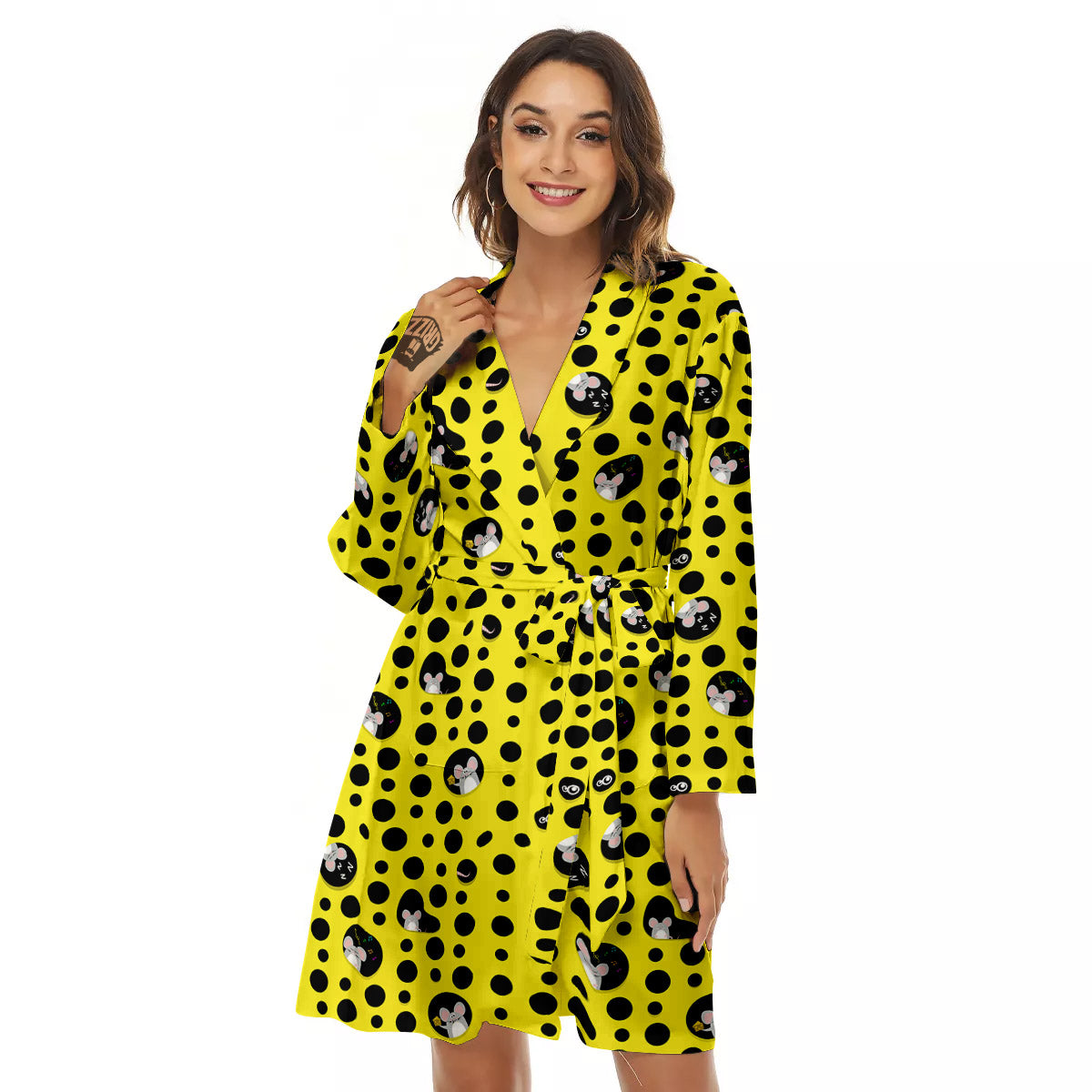 Cheese Cartoon Print Pattern Women's Robe-grizzshop