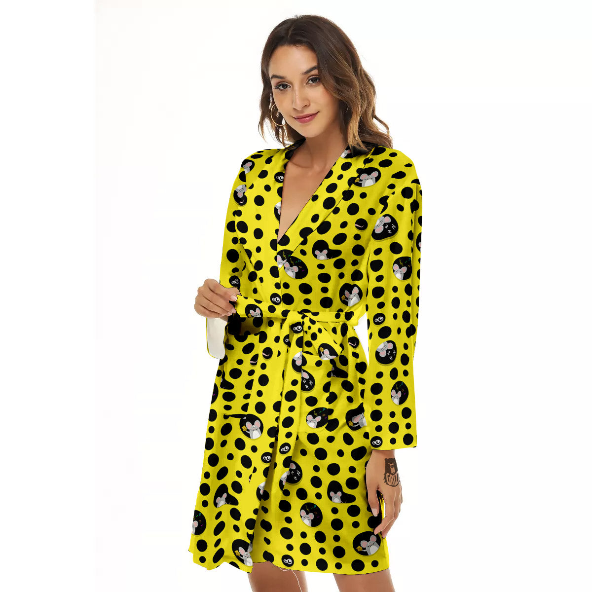 Cheese Cartoon Print Pattern Women's Robe-grizzshop