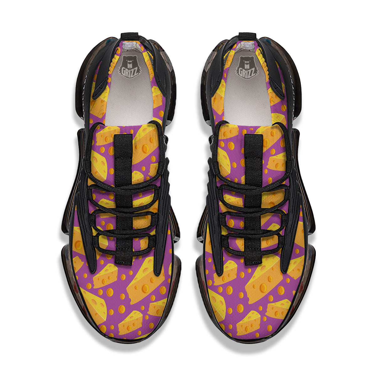 Cheese Holes And Purple Print Pattern Black Gym Shoes-grizzshop