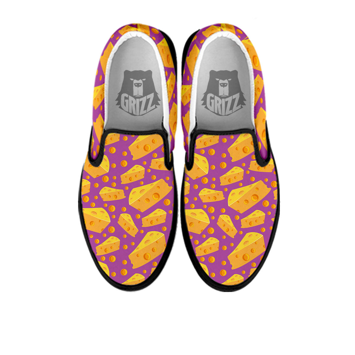 Cheese Holes And Purple Print Pattern Black Slip On Shoes-grizzshop