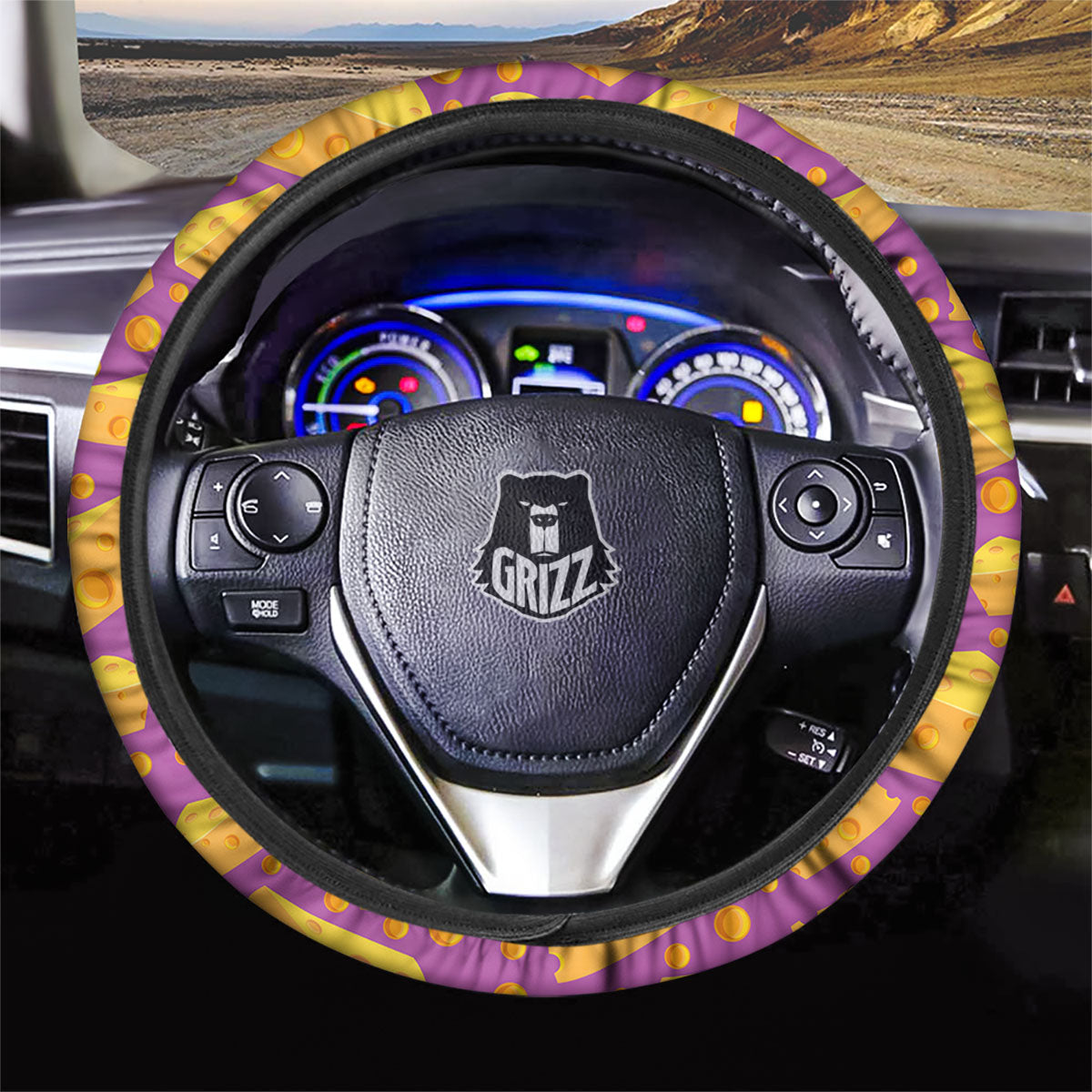 Cheese Holes And Purple Print Pattern Car Steering Wheel Cover-grizzshop