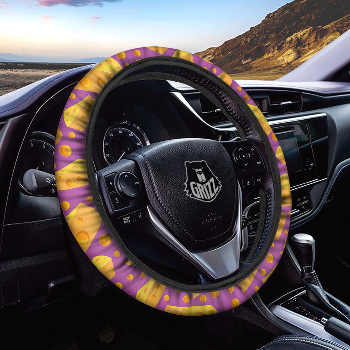 Cheese Holes And Purple Print Pattern Car Steering Wheel Cover-grizzshop