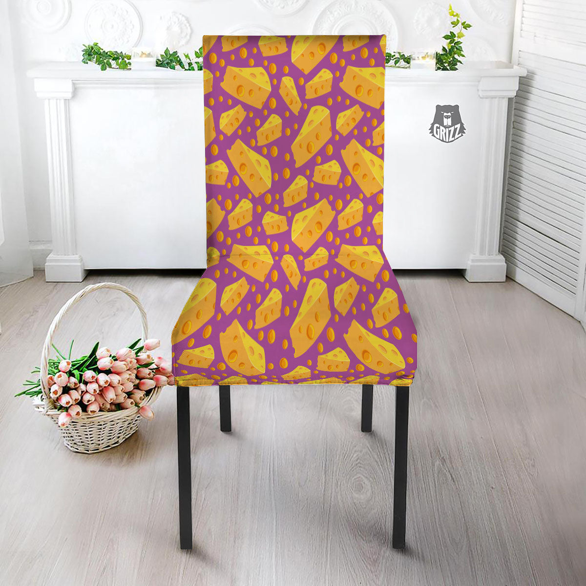 Cheese Holes And Purple Print Pattern Dining Chair Slipcover-grizzshop