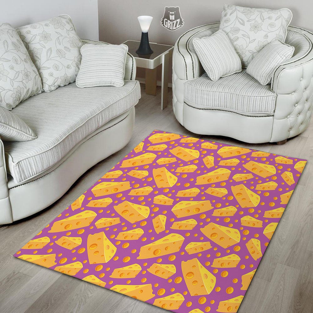 Cheese Holes And Purple Print Pattern Floor Mat-grizzshop