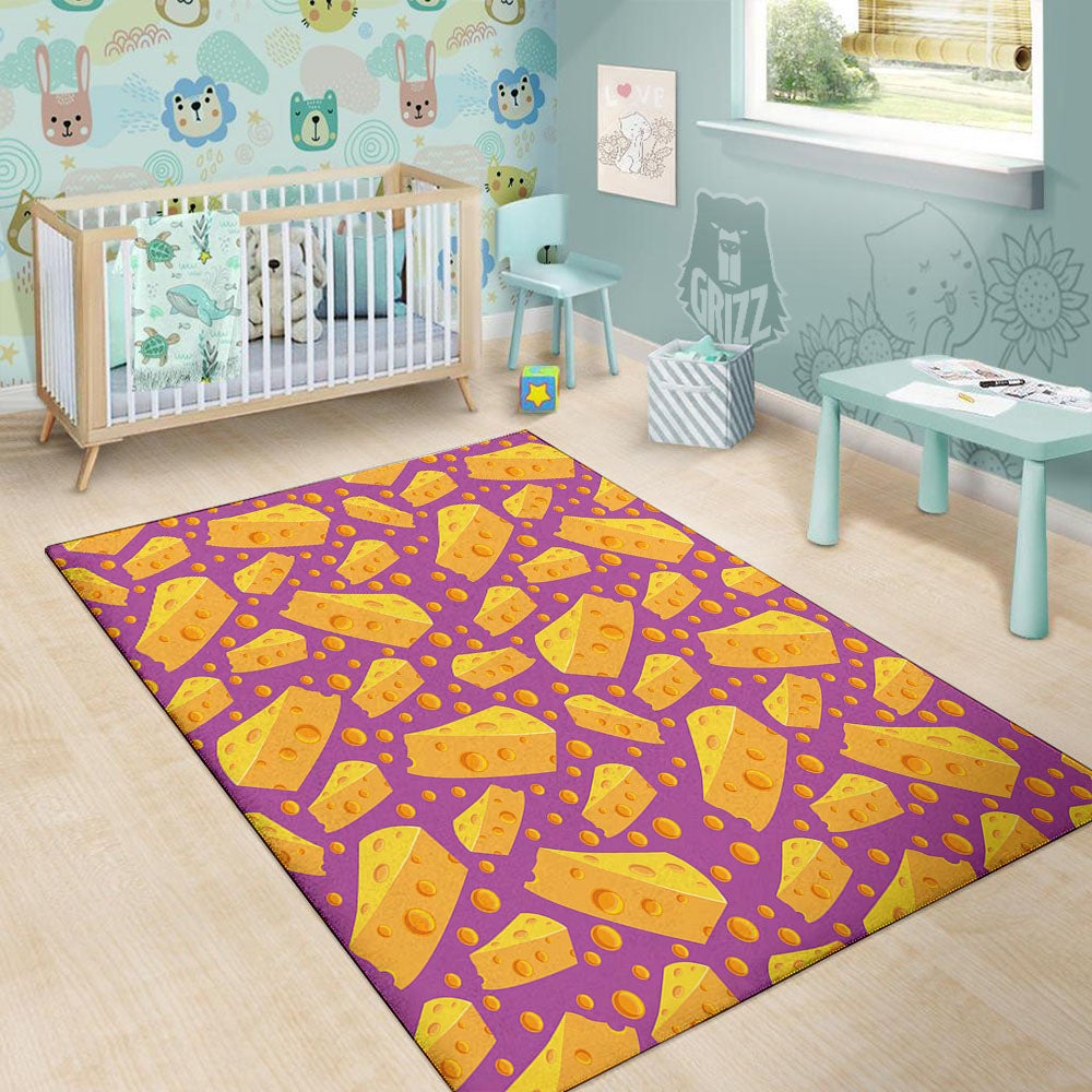 Cheese Holes And Purple Print Pattern Floor Mat-grizzshop
