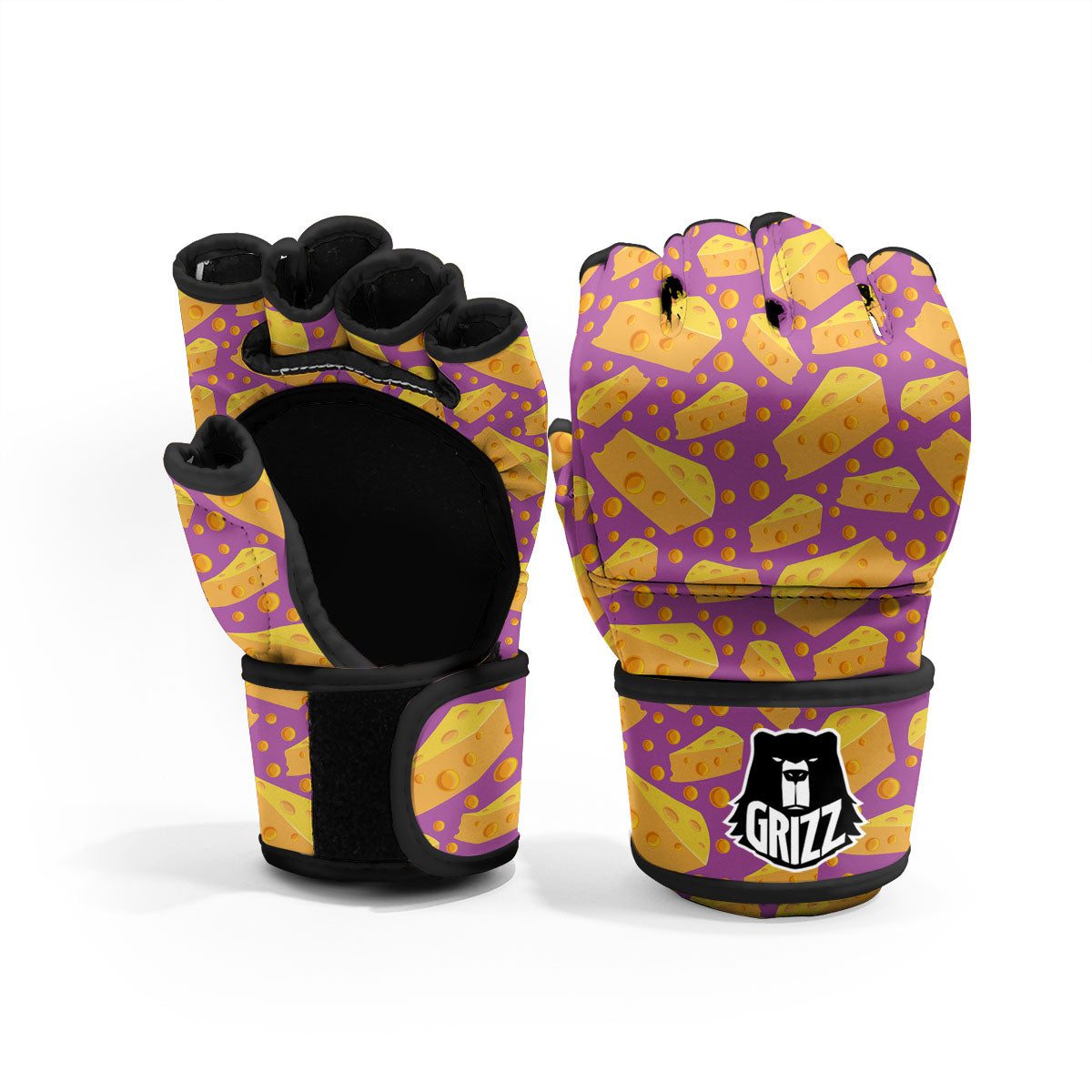 Cheese Holes And Purple Print Pattern MMA Gloves-grizzshop