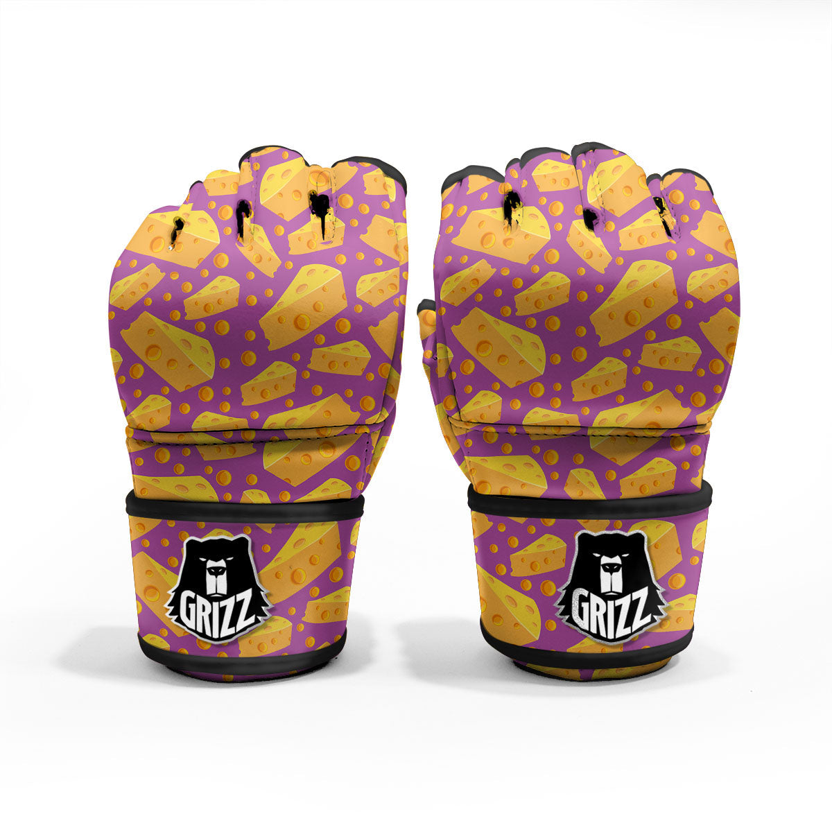 Cheese Holes And Purple Print Pattern MMA Gloves-grizzshop