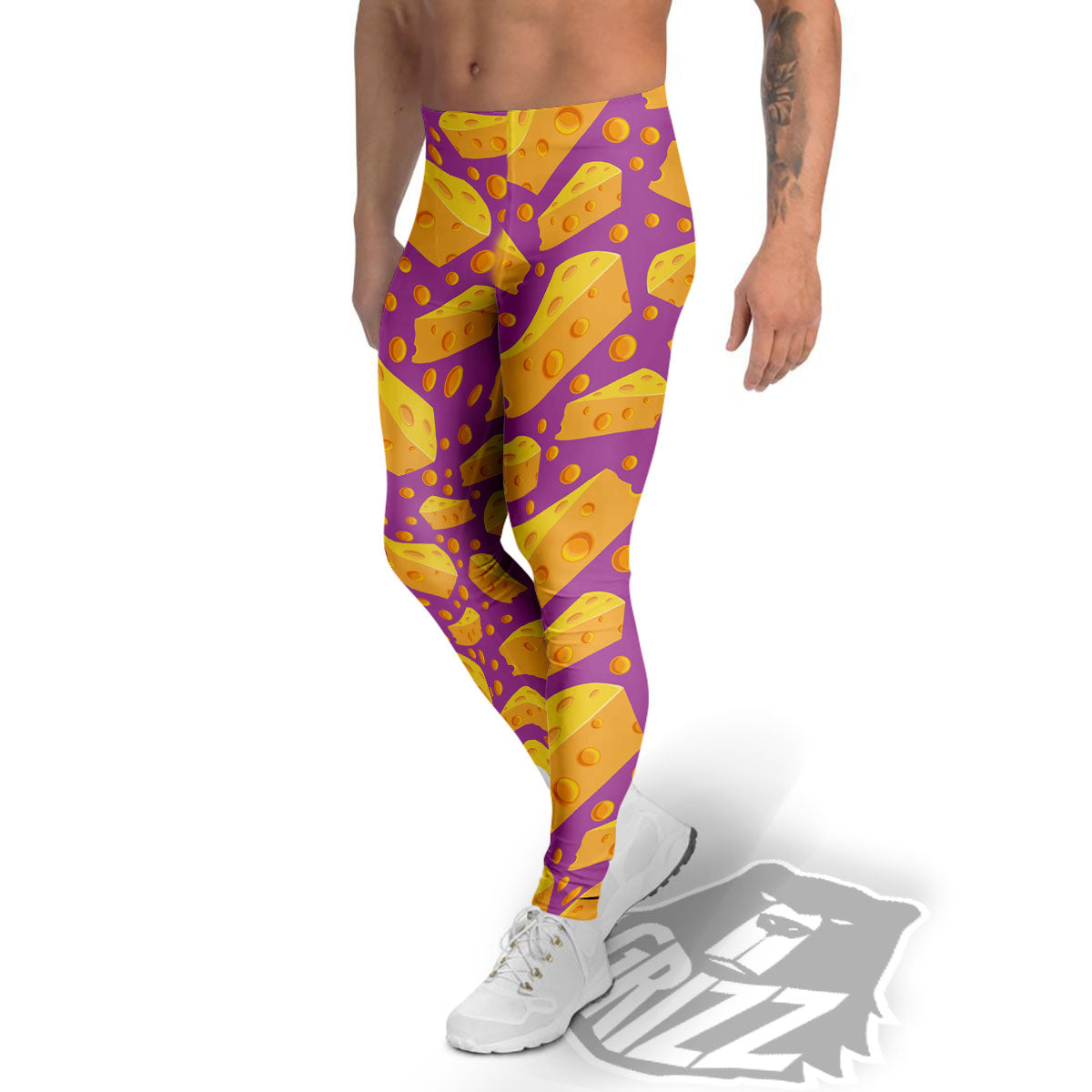 Cheese Holes And Purple Print Pattern Men's Leggings-grizzshop