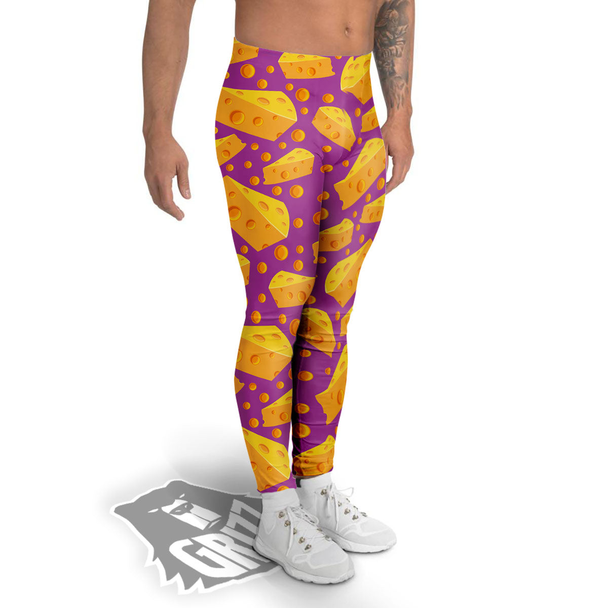 Cheese Holes And Purple Print Pattern Men's Leggings-grizzshop