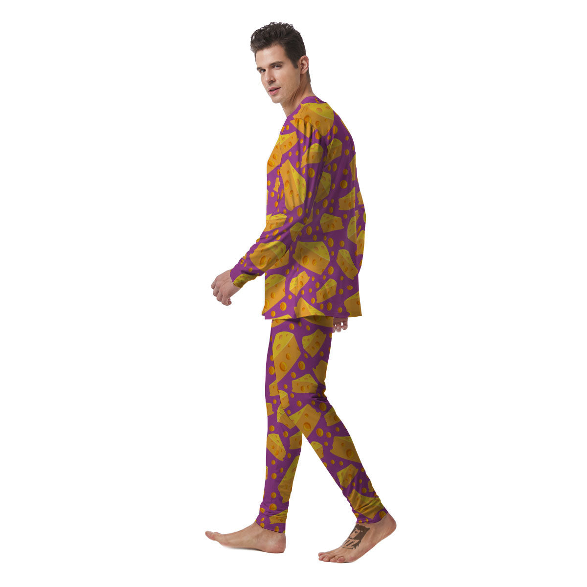 Cheese Holes And Purple Print Pattern Men's Pajamas-grizzshop
