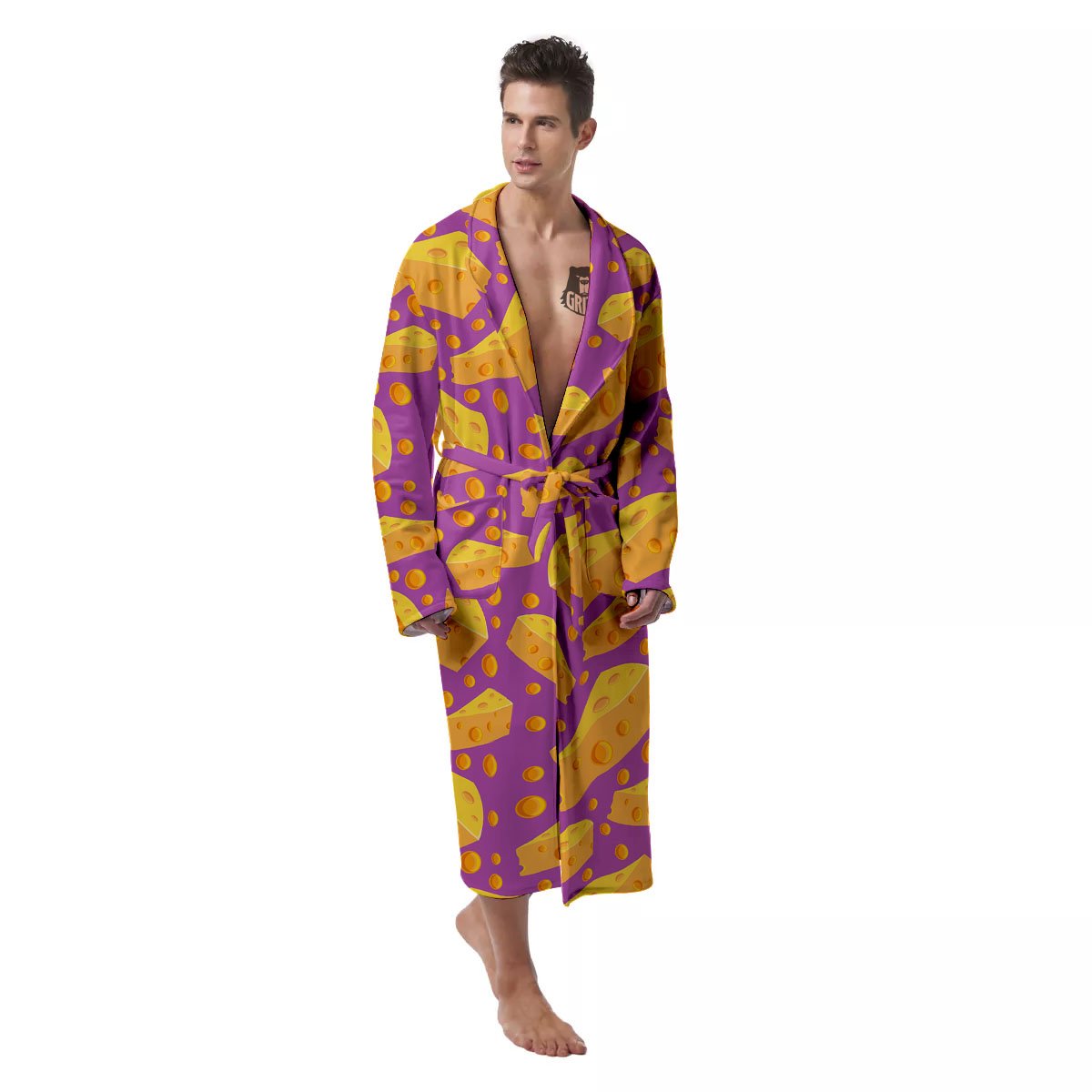 Cheese Holes And Purple Print Pattern Men's Robe-grizzshop