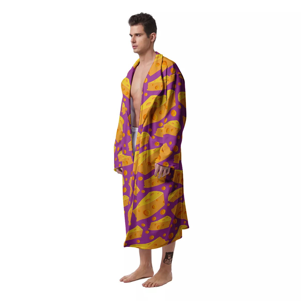 Cheese Holes And Purple Print Pattern Men's Robe-grizzshop