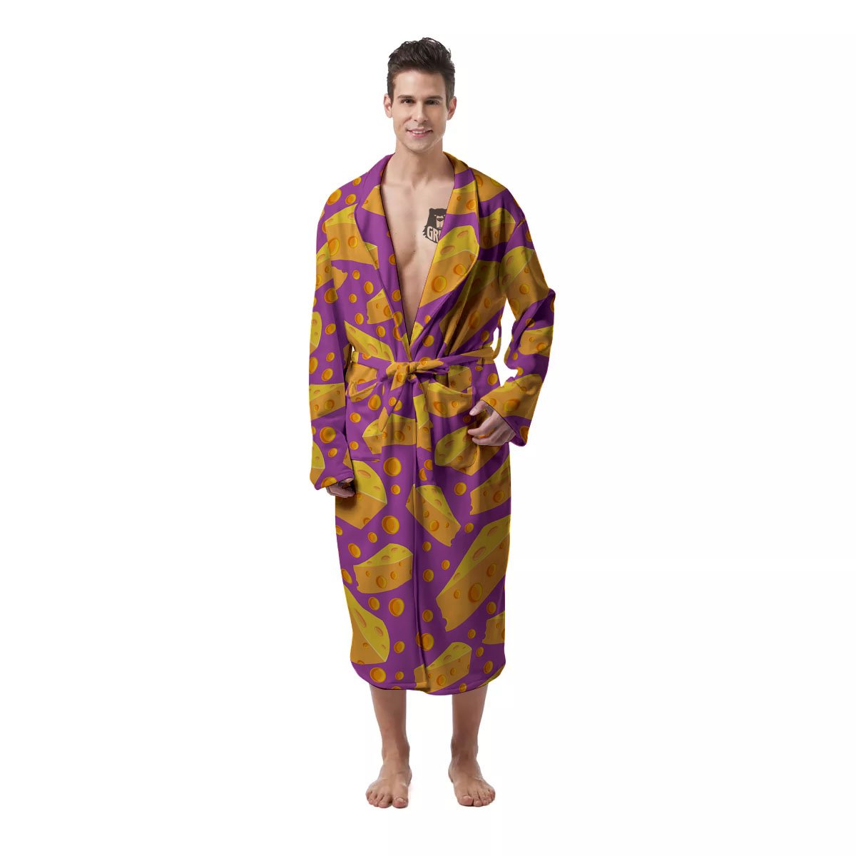 Cheese Holes And Purple Print Pattern Men's Robe-grizzshop