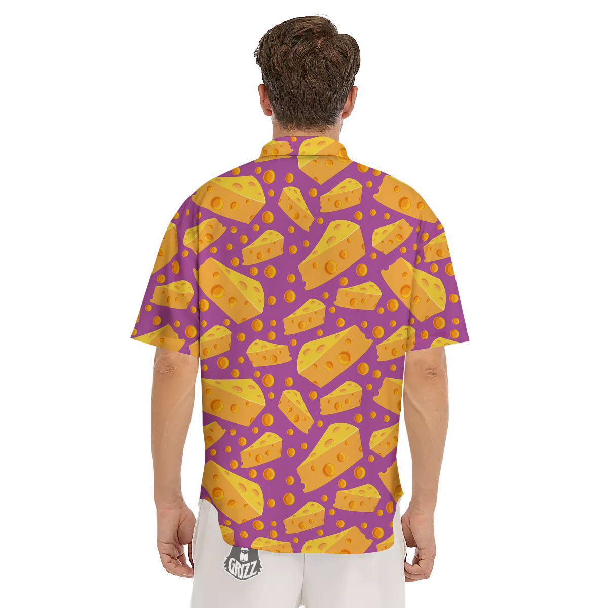 Cheese Holes And Purple Print Pattern Men's Short Sleeve Shirts-grizzshop