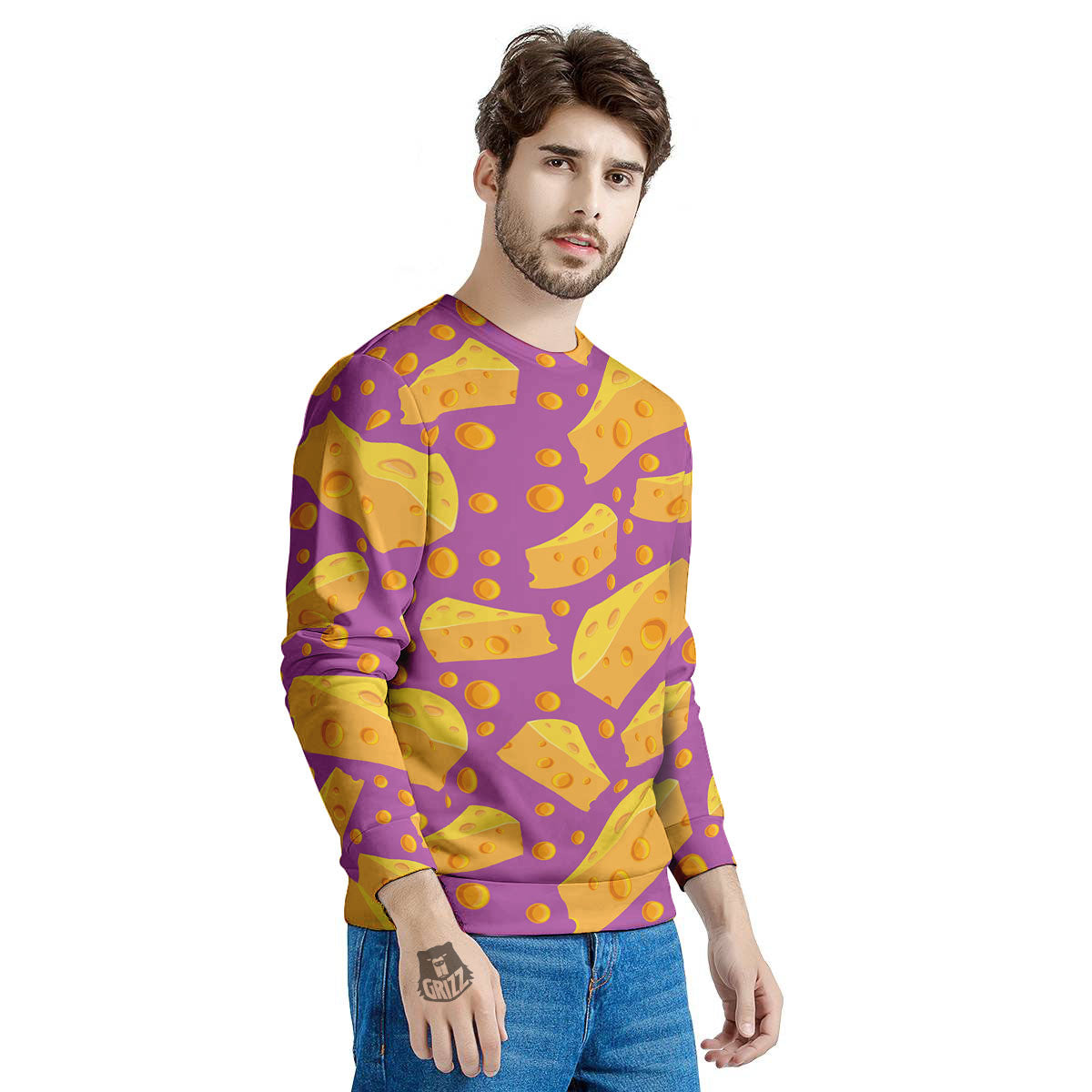 Cheese Holes And Purple Print Pattern Men's Sweatshirt-grizzshop