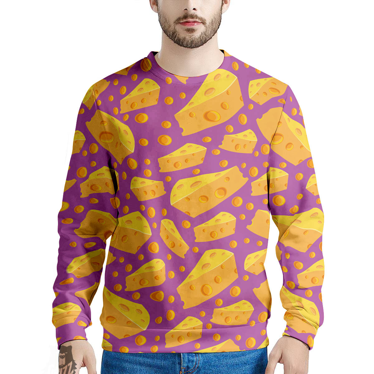 Cheese Holes And Purple Print Pattern Men's Sweatshirt-grizzshop