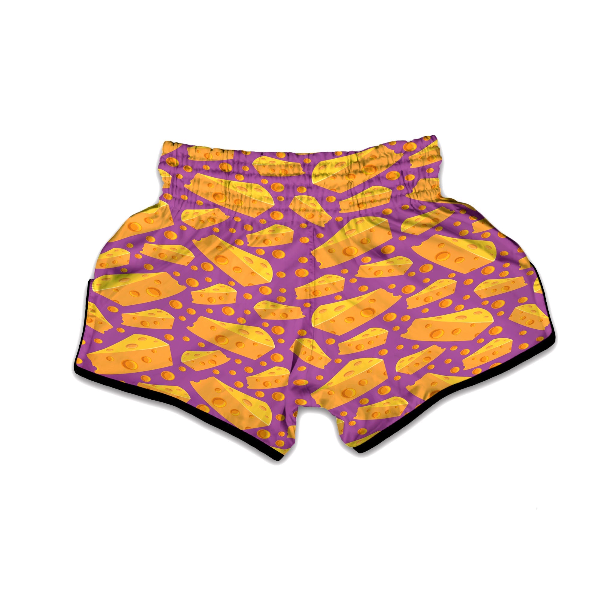 Cheese Holes And Purple Print Pattern Muay Thai Boxing Shorts-grizzshop