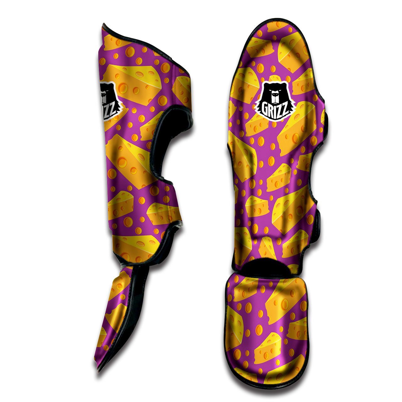 Cheese Holes And Purple Print Pattern Muay Thai Shin Guards-grizzshop