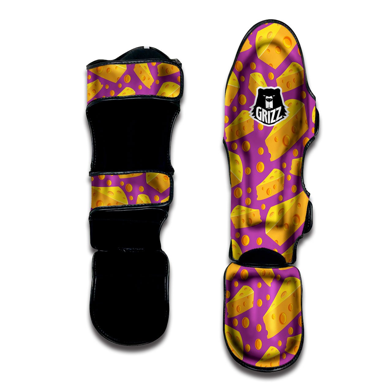 Cheese Holes And Purple Print Pattern Muay Thai Shin Guards-grizzshop