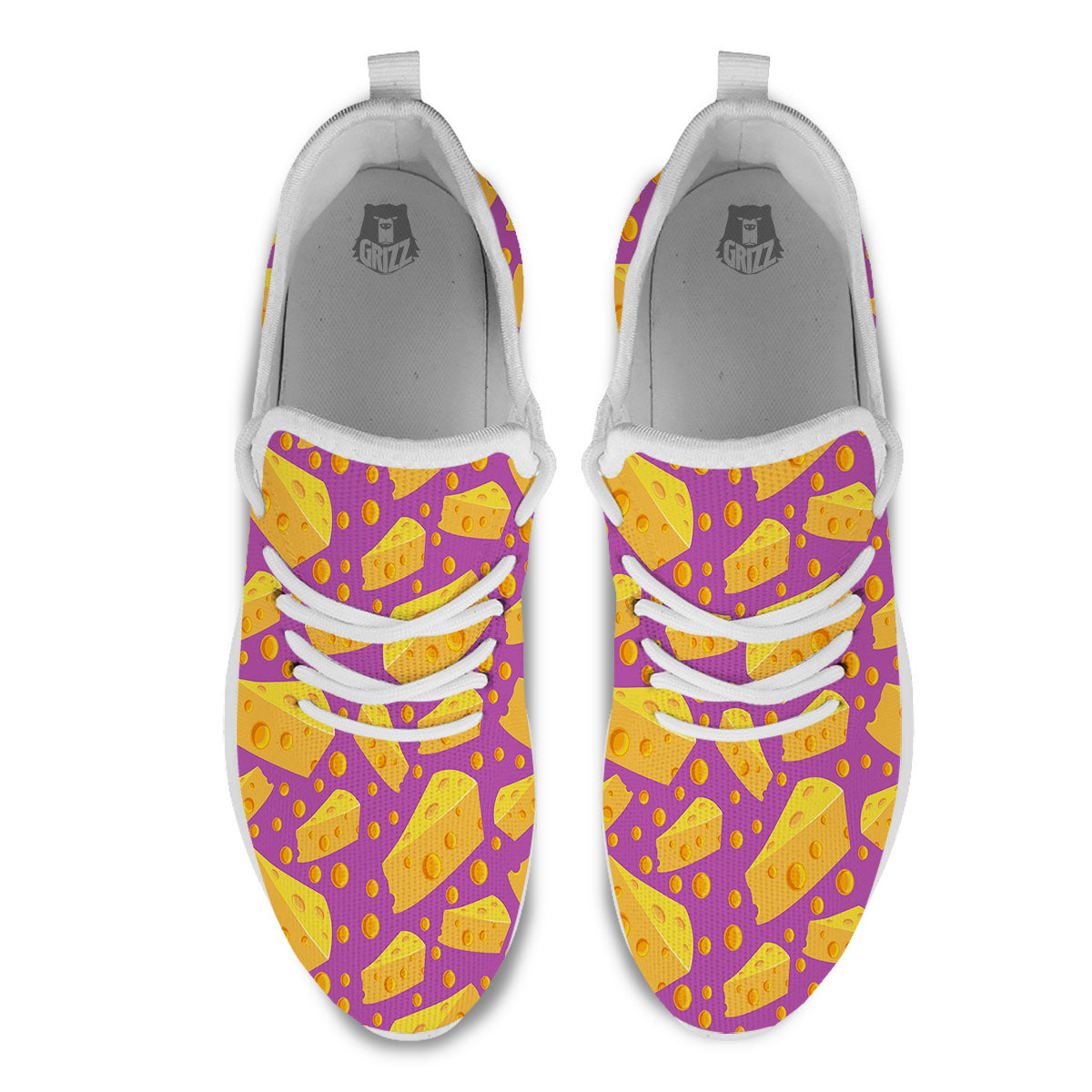 Cheese Holes And Purple Print Pattern White Athletic Shoes-grizzshop