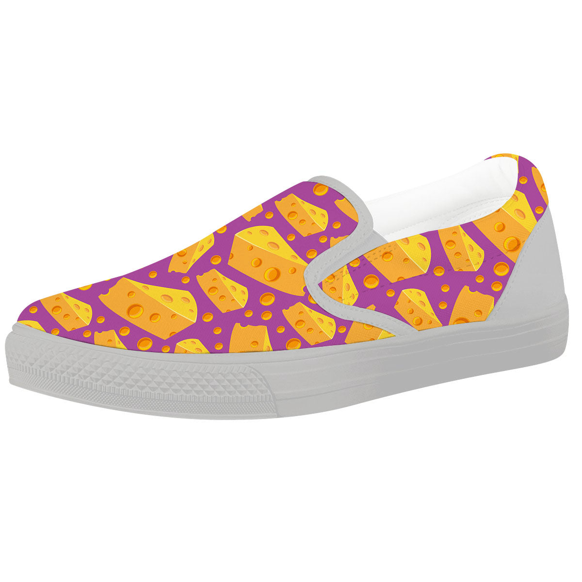 Cheese Holes And Purple Print Pattern White Slip On Shoes-grizzshop