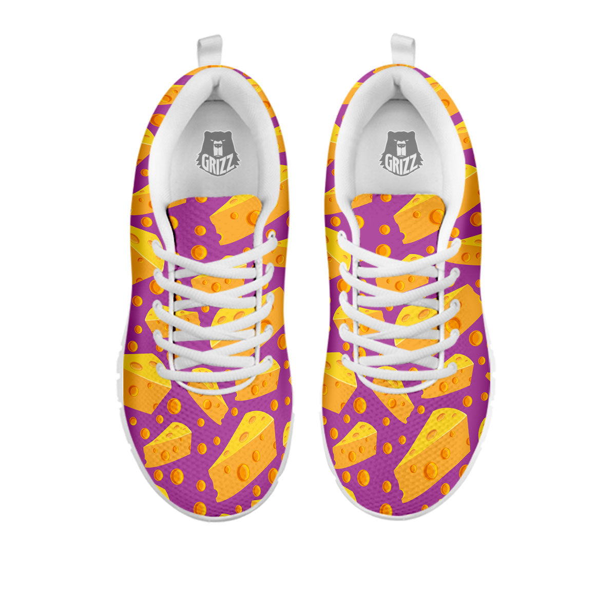 Cheese Holes And Purple Print Pattern White Sneaker-grizzshop
