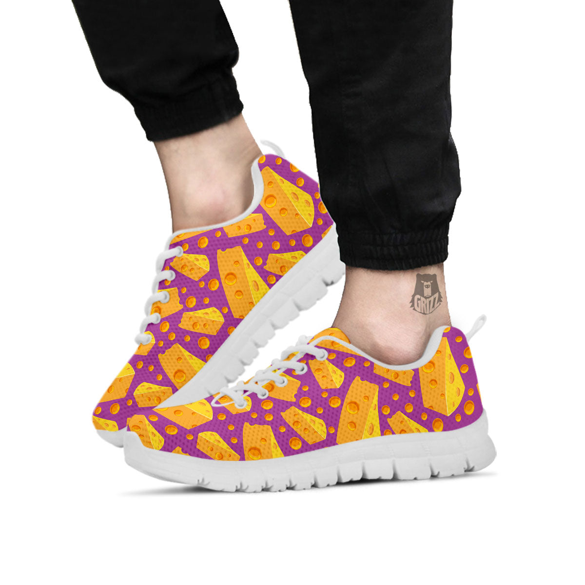 Cheese Holes And Purple Print Pattern White Sneaker-grizzshop