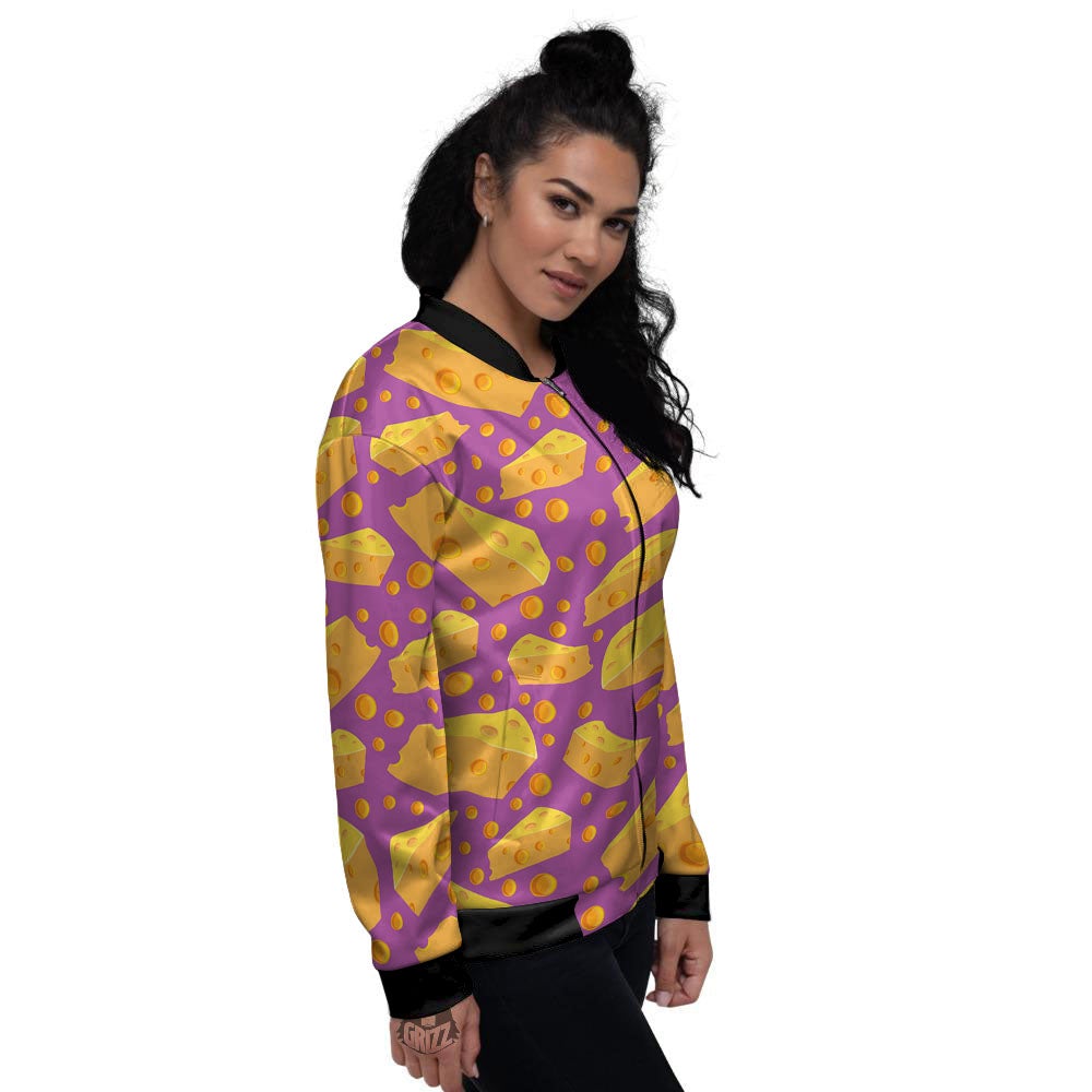 Cheese Holes And Purple Print Pattern Women's Bomber Jacket-grizzshop