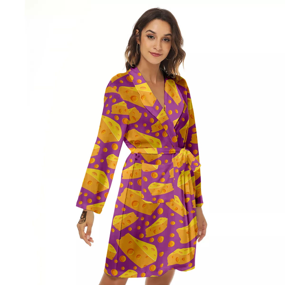 Cheese Holes And Purple Print Pattern Women's Robe-grizzshop