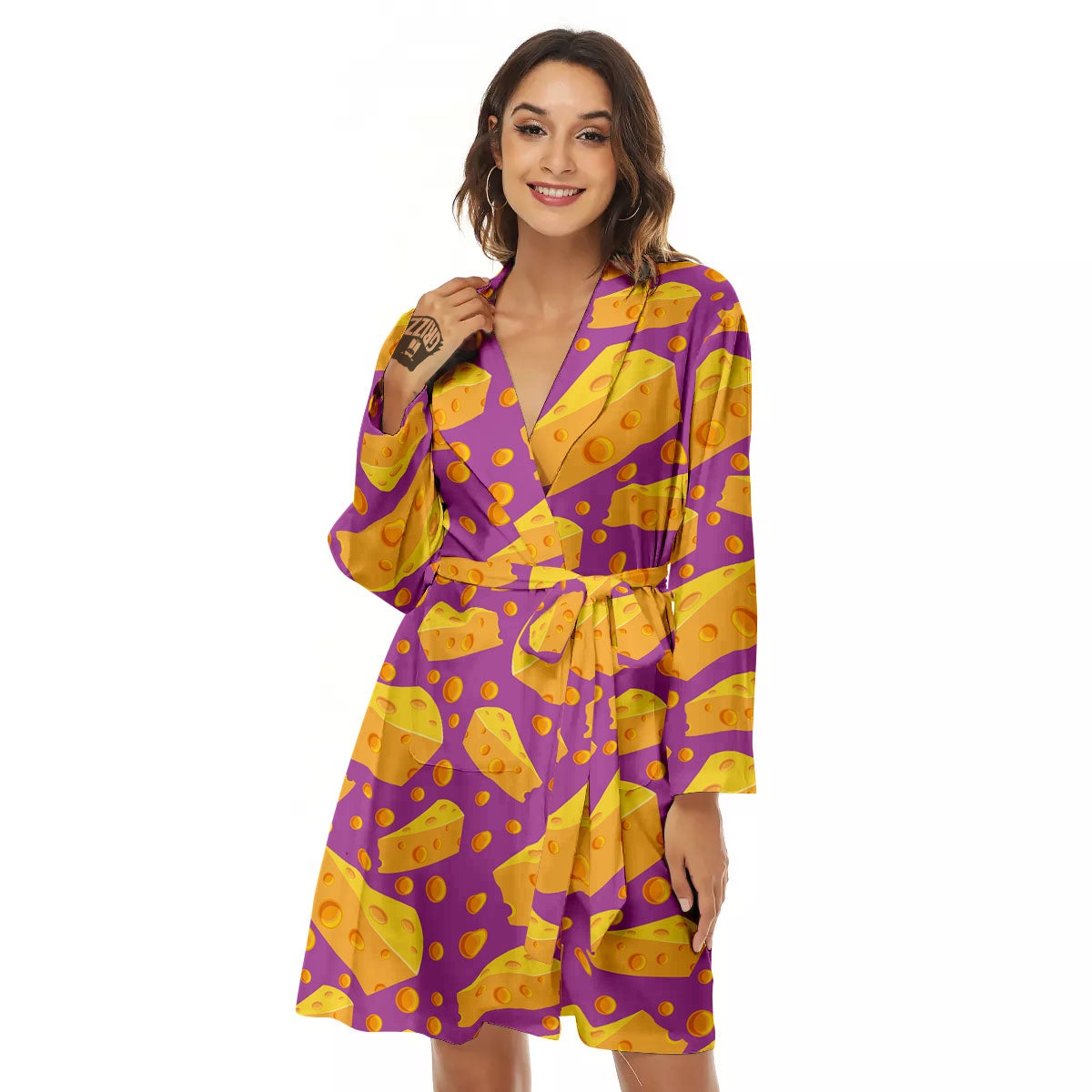 Cheese Holes And Purple Print Pattern Women's Robe-grizzshop