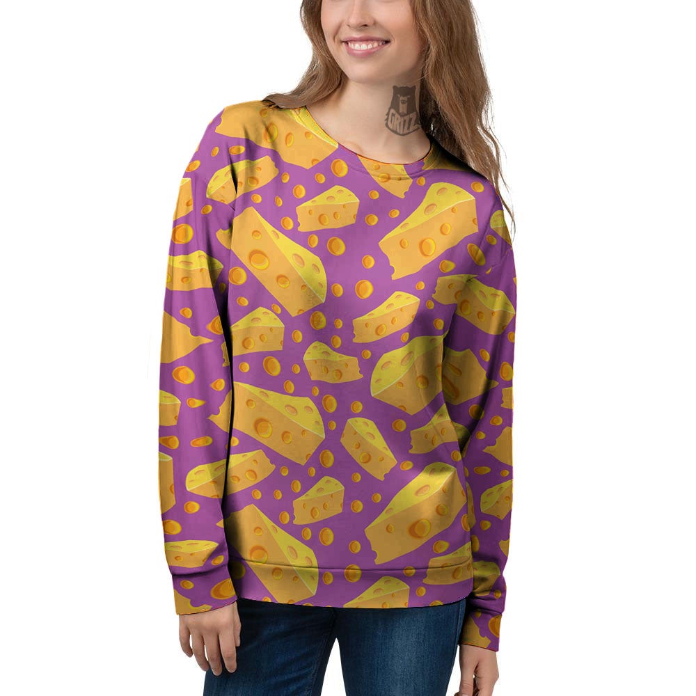 Cheese Holes And Purple Print Pattern Women's Sweatshirt-grizzshop