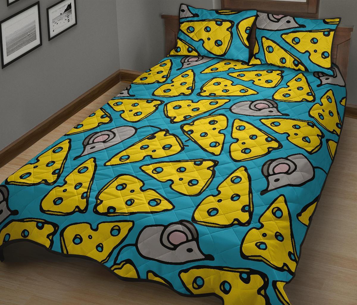 Cheese Mouse Pattern Print Bed Set Quilt-grizzshop