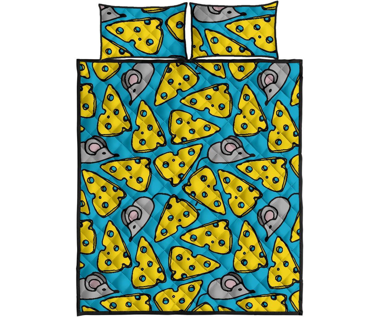 Cheese Mouse Pattern Print Bed Set Quilt-grizzshop