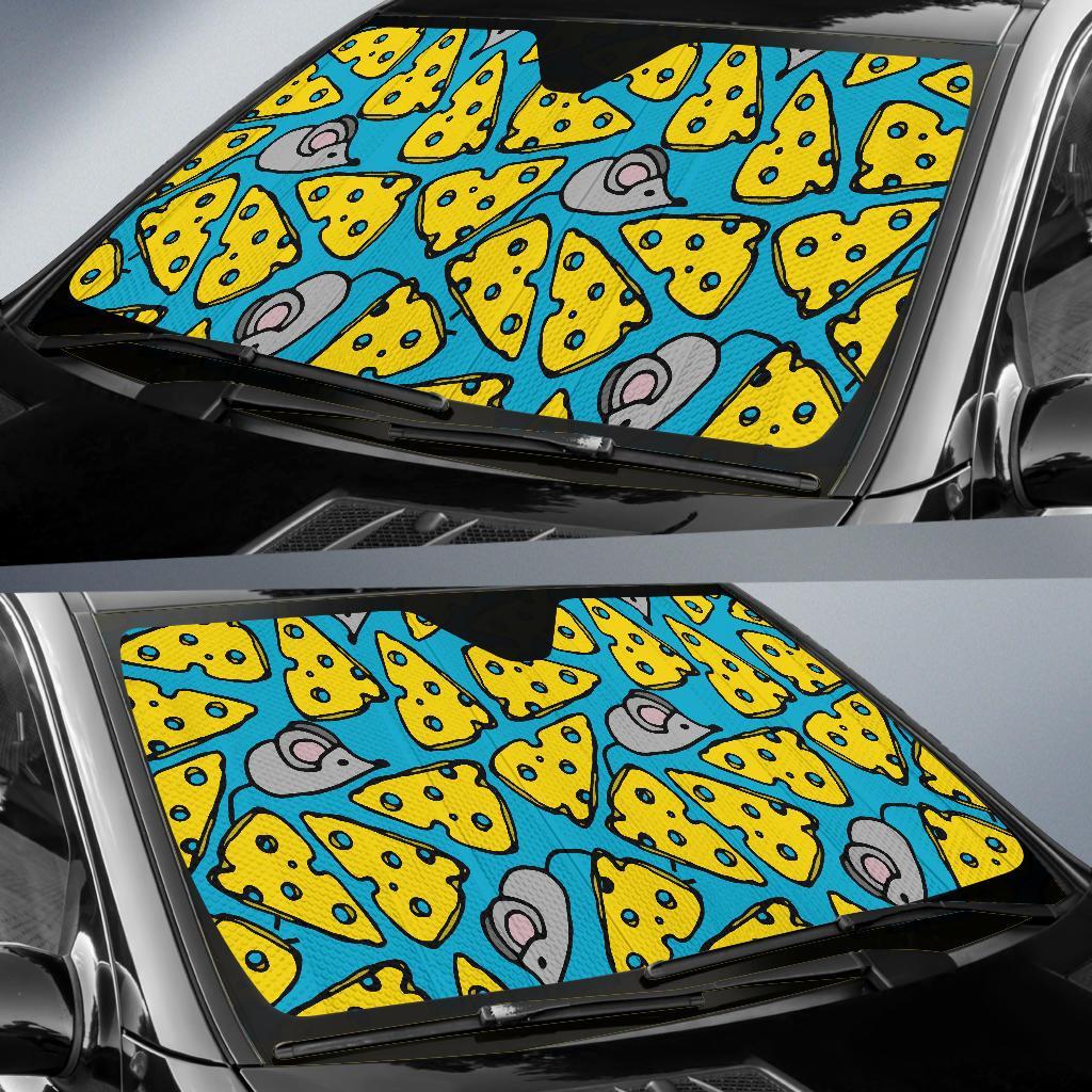 Cheese Mouse Pattern Print Car Sun Shade-grizzshop