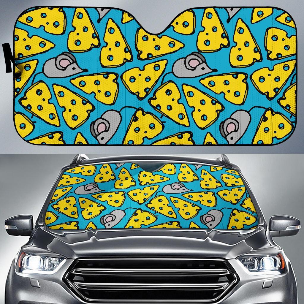 Cheese Mouse Pattern Print Car Sun Shade-grizzshop