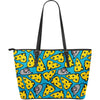 Cheese Mouse Pattern Print Leather Tote Bag-grizzshop